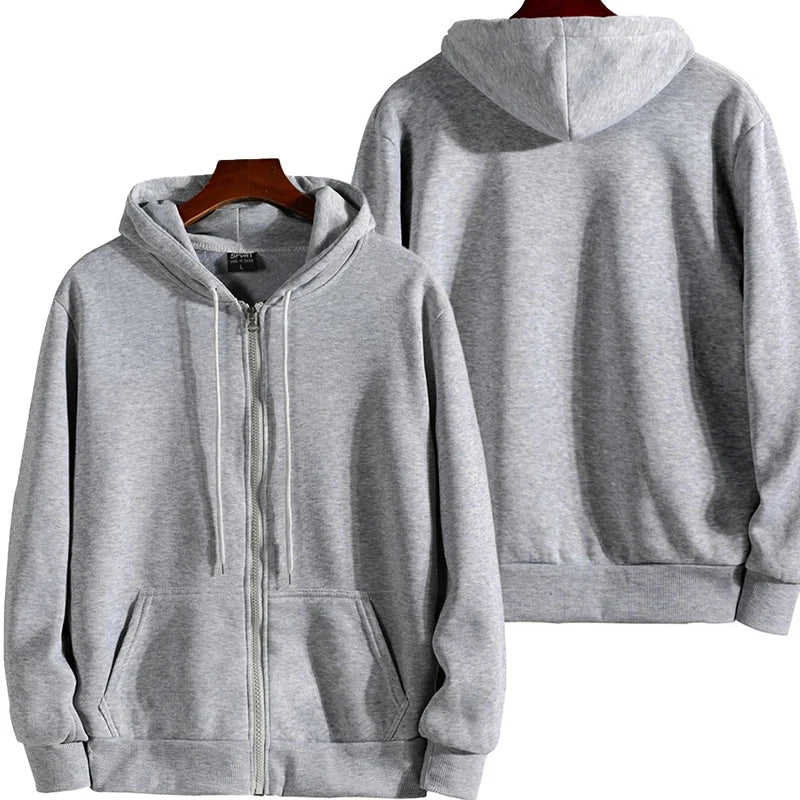 Men's Zip Hoodie - Cotton Blend Long Sleeve Sweatshirt