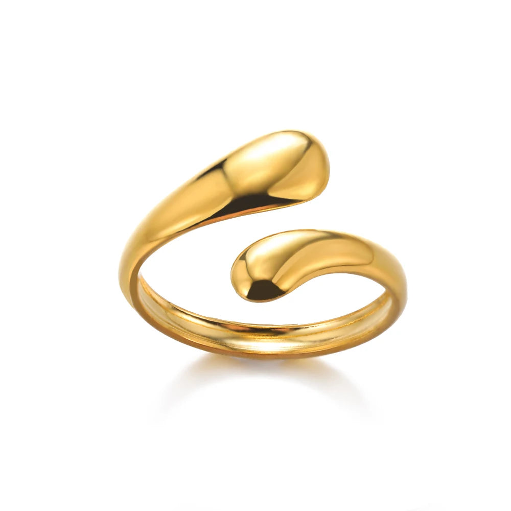 Gold-Color Stainless Steel Ring - Classic Fashion Jewelry - Style Jz5222G / Gold Color