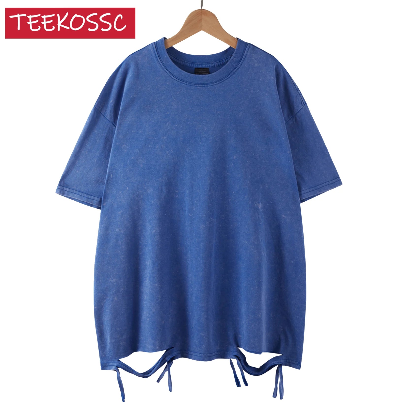 Oversized Cotton T-Shirt - Heavyweight Short Sleeve Tee - Blue