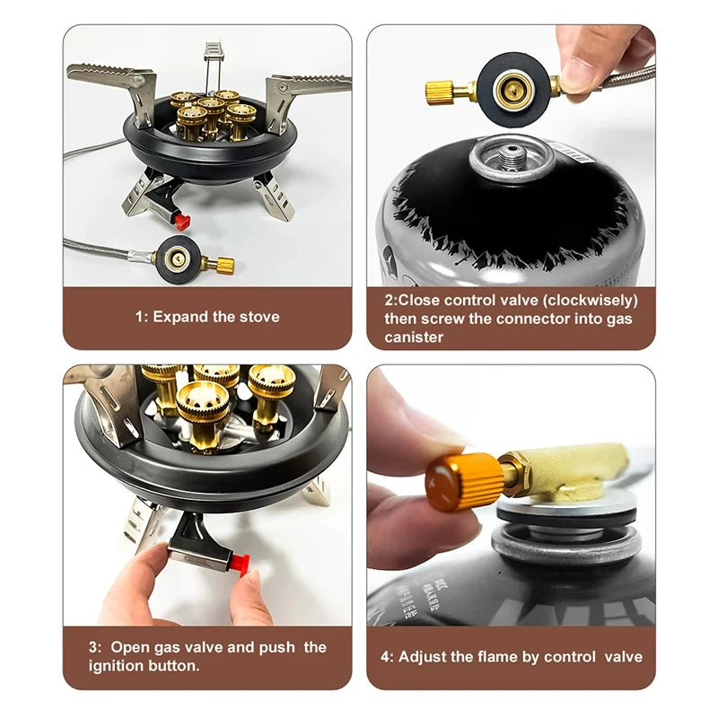 Camping Gas Stove - Piezo Ignition Burner for Outdoor Cooking