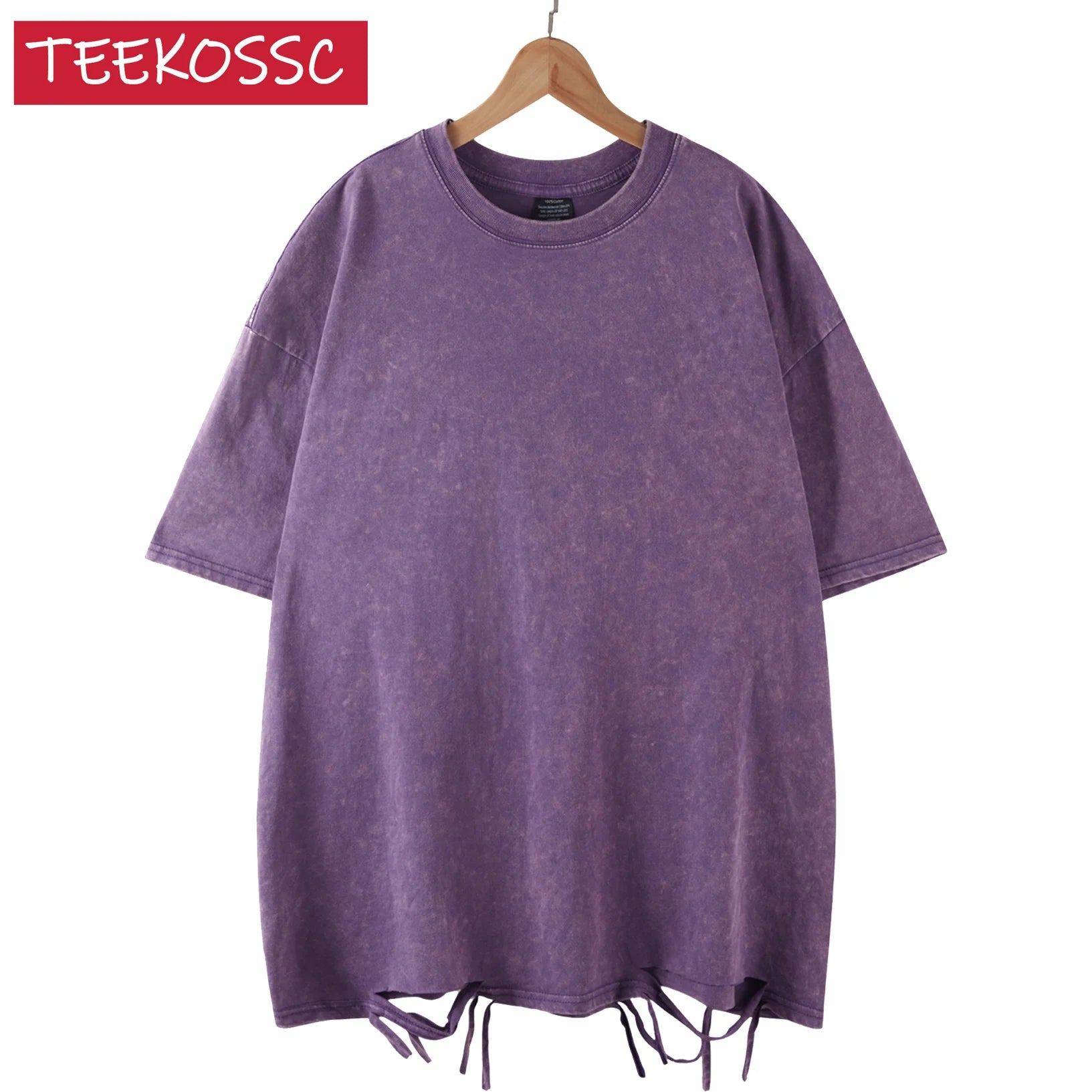 Oversized Cotton T-Shirt - Heavyweight Short Sleeve Tee - Purple 1