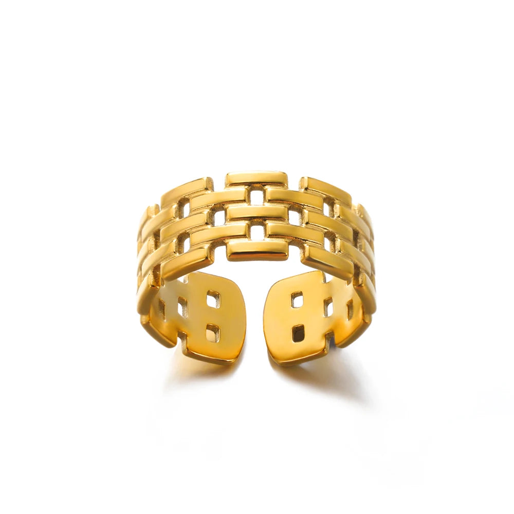 Gold-Color Stainless Steel Ring - Classic Fashion Jewelry - 12 / Gold Color