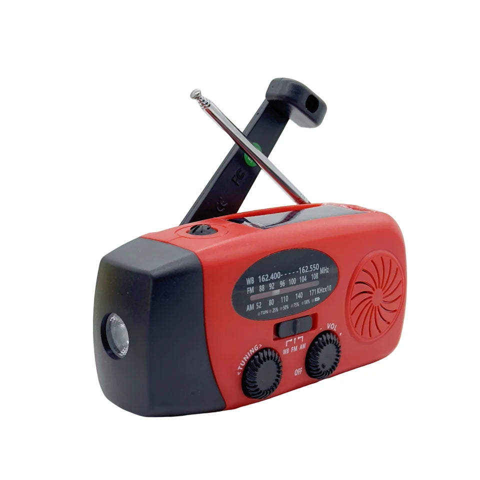 Hand-Crank Outdoor Radio - Solar Charging Light Radio - Red