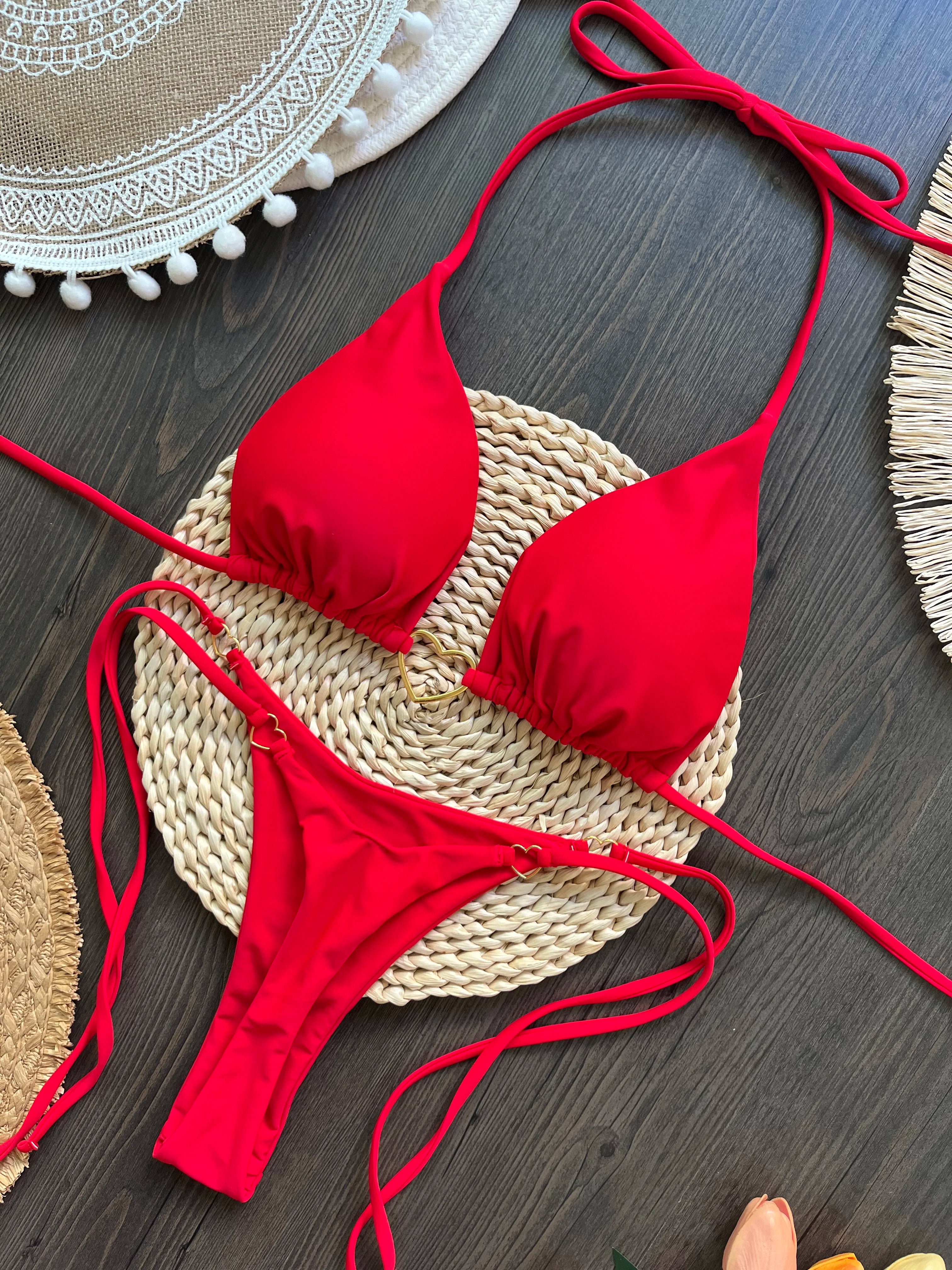 Women's Halter Triangle Bikini Set - Two-Piece Swimwear - Rt019