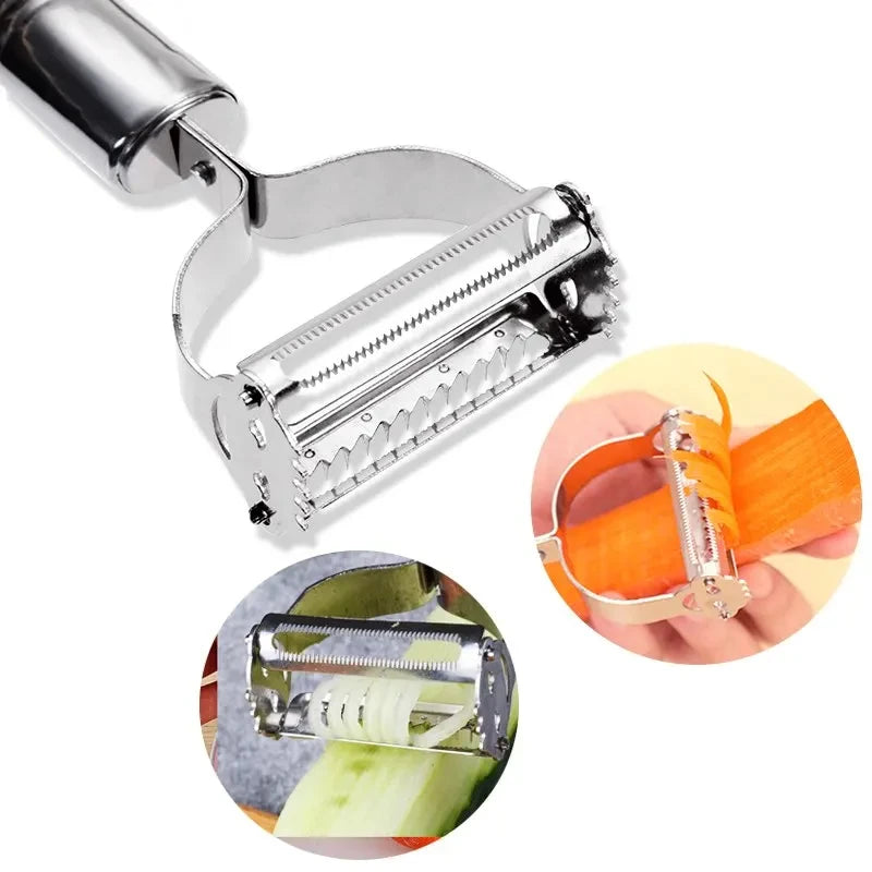 Stainless Steel Vegetable Peeler - Julienne Prep Tool for Kitchen Use