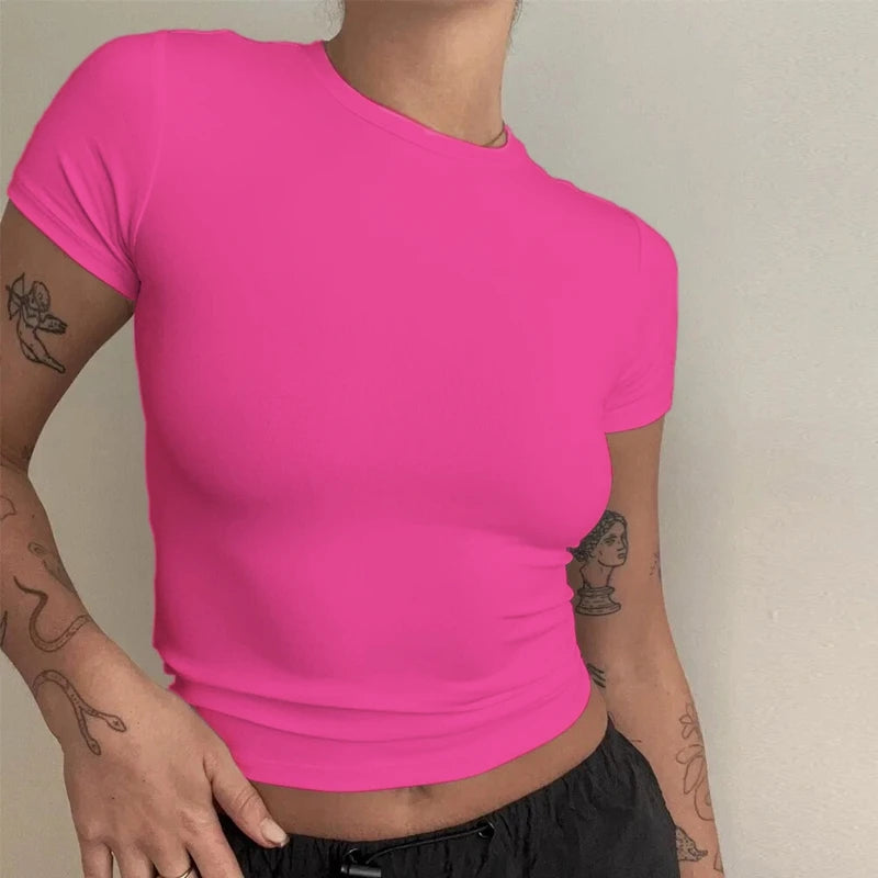 Slim Fit Knit Tee – Stretch Short Sleeve Top for Streetwear Looks