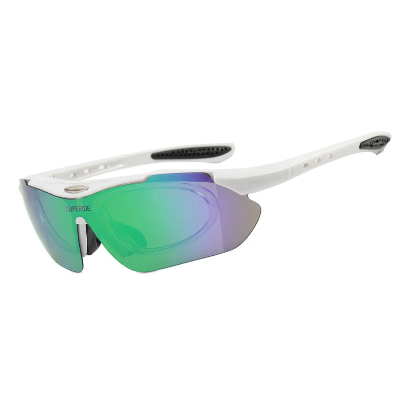 Sport Sunglasses - Polarized Outdoor Glasses for Active Wear - Model 2 White Green