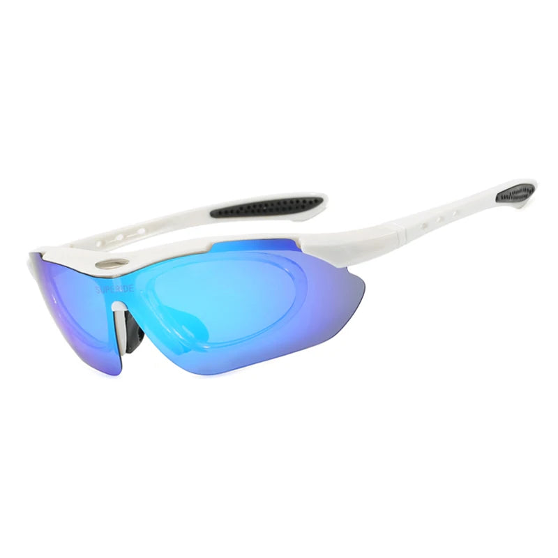Sport Sunglasses - Polarized Outdoor Glasses for Active Wear - Model 2 White Blue