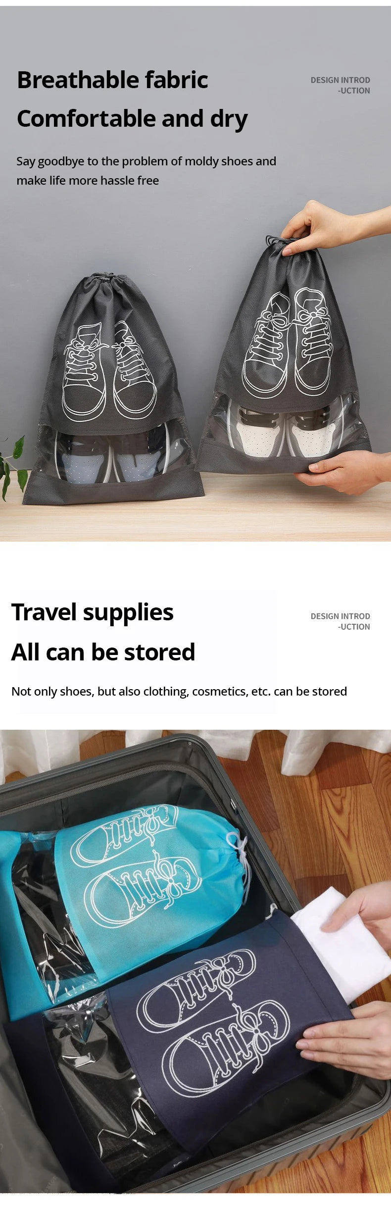 Travel Shoe Storage Bags – Waterproof 5-Piece Packing Protection