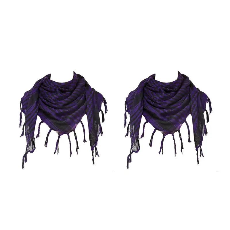 Keffiyeh Scarf Wrap - Lightweight Shemagh Head and Neck Scarf - 2 Pieces-Purple