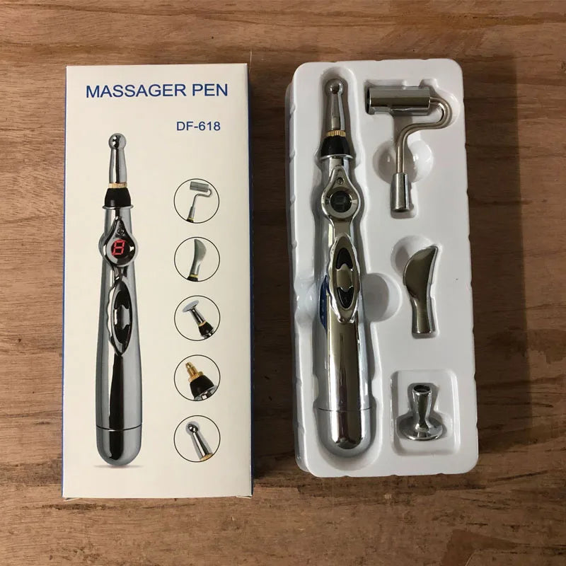 Electric Acupressure Pen – Meridian Massage Tool with Multi-Head Tips