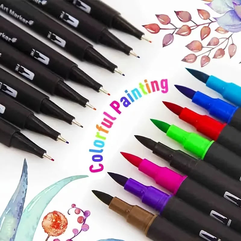 Double-Ended Watercolor Markers - 24-Color Art Set