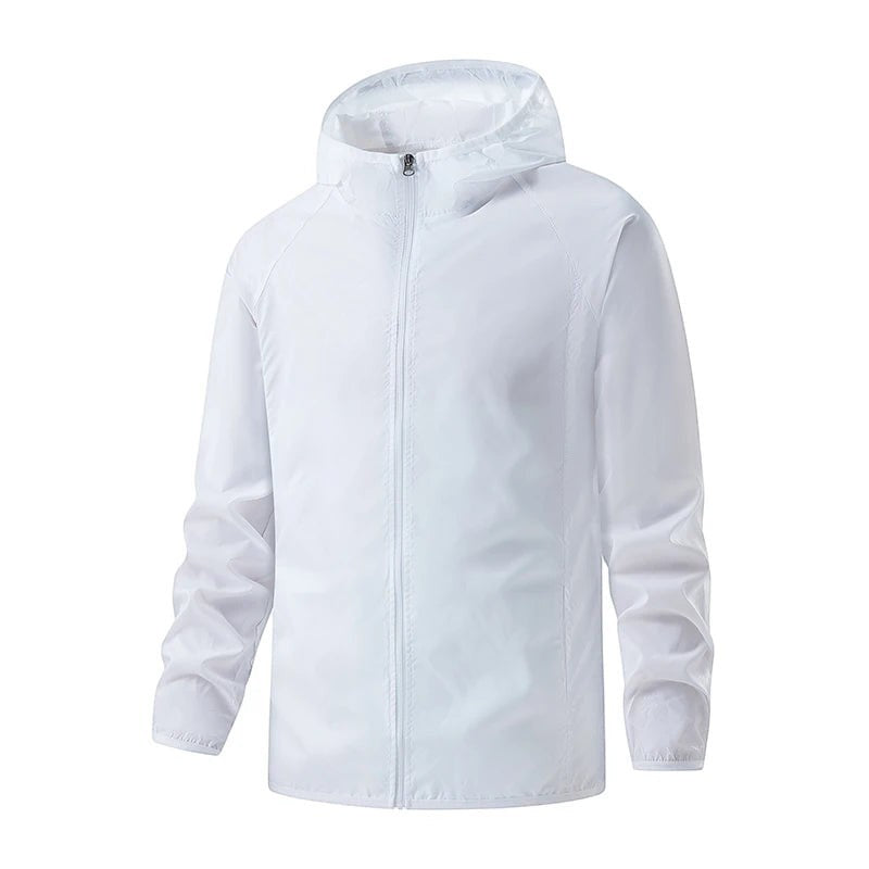 Packable Hiking Windbreaker - Lightweight Unisex Jacket - Unisex White