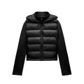 Women's Hooded Winter Jacket - Zippered Long Sleeve Coat - Black