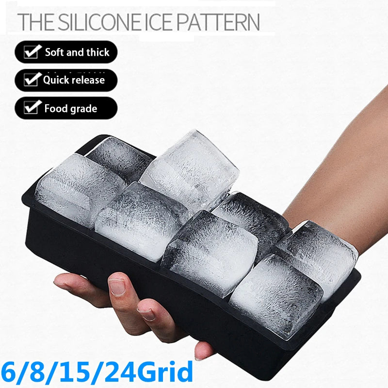 Silicone Ice Cube Tray - Multi-Grid Mold for Home Drinks