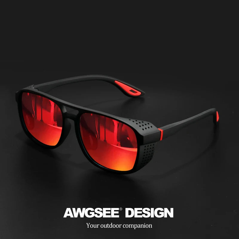 Square Polarized Sunglasses - Driving Eyewear - C4 Red