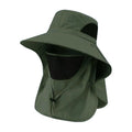 Wide Brim Sun Hat - Neck Cover for Fishing and Hiking - Army Green