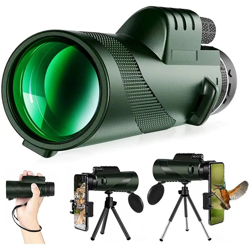 Monocular Telescope - Compact 10x Scope for Outdoor Viewing - G872D Green Set 2