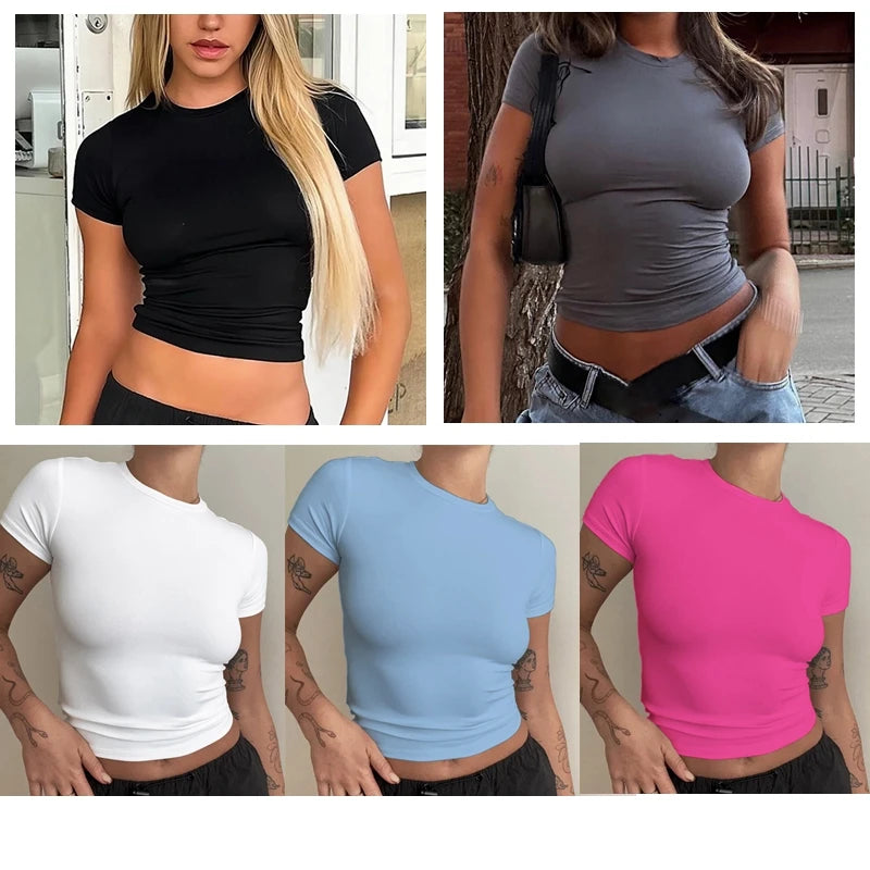 Slim Fit Knit Tee – Stretch Short Sleeve Top for Streetwear Looks
