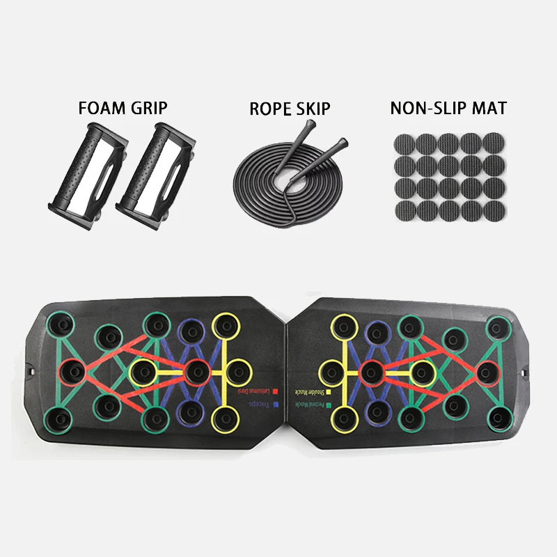 Foldable Push-Up Board Set - Portable Fitness Handles - Board + Jump Rope