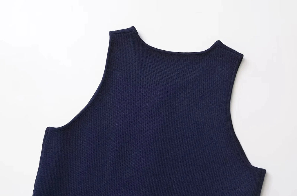 Women's Cropped Knit Vest - Sleeveless Asymmetrical Sweater