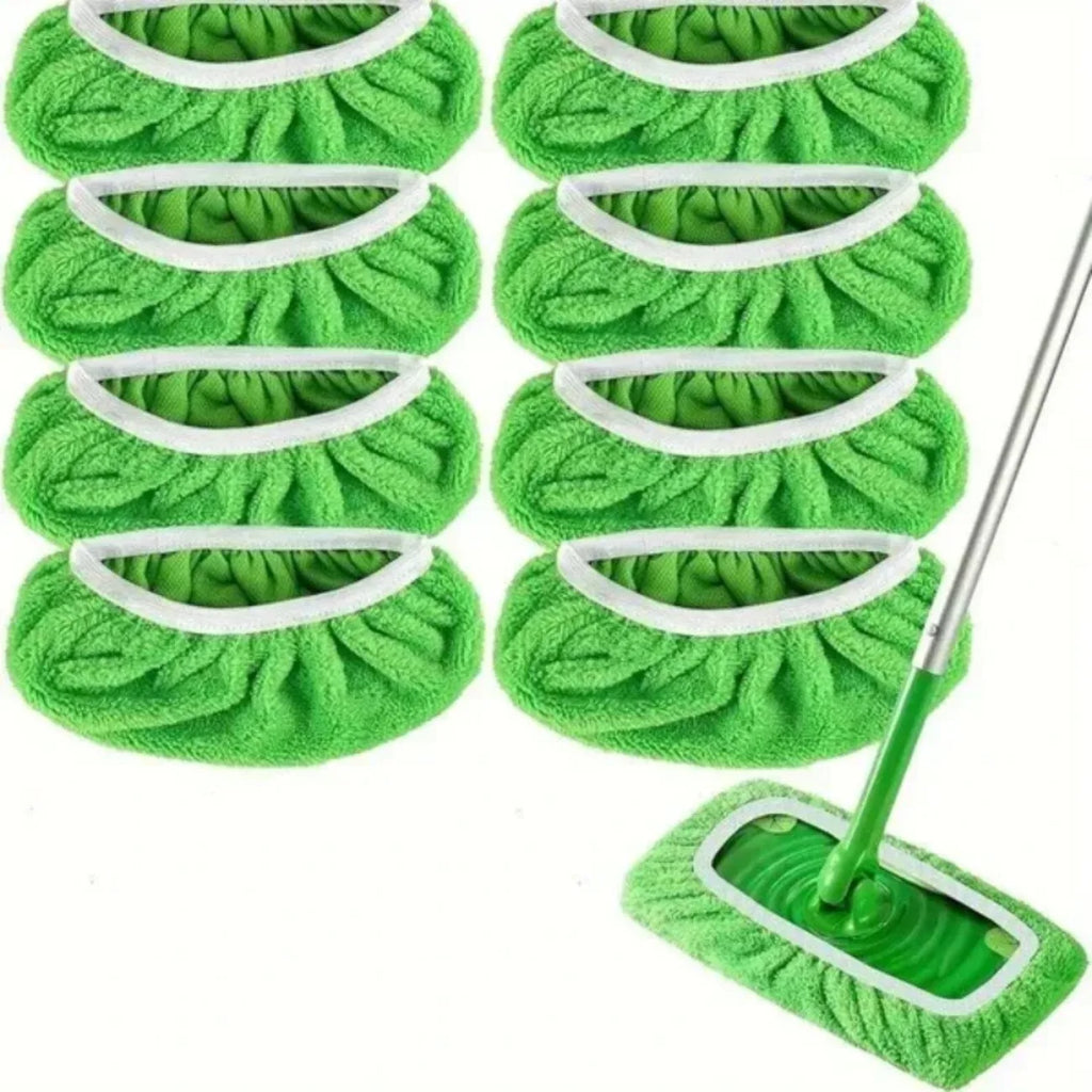 Washable Flat Mop Pads - 6-Piece Green Mop Cover Set