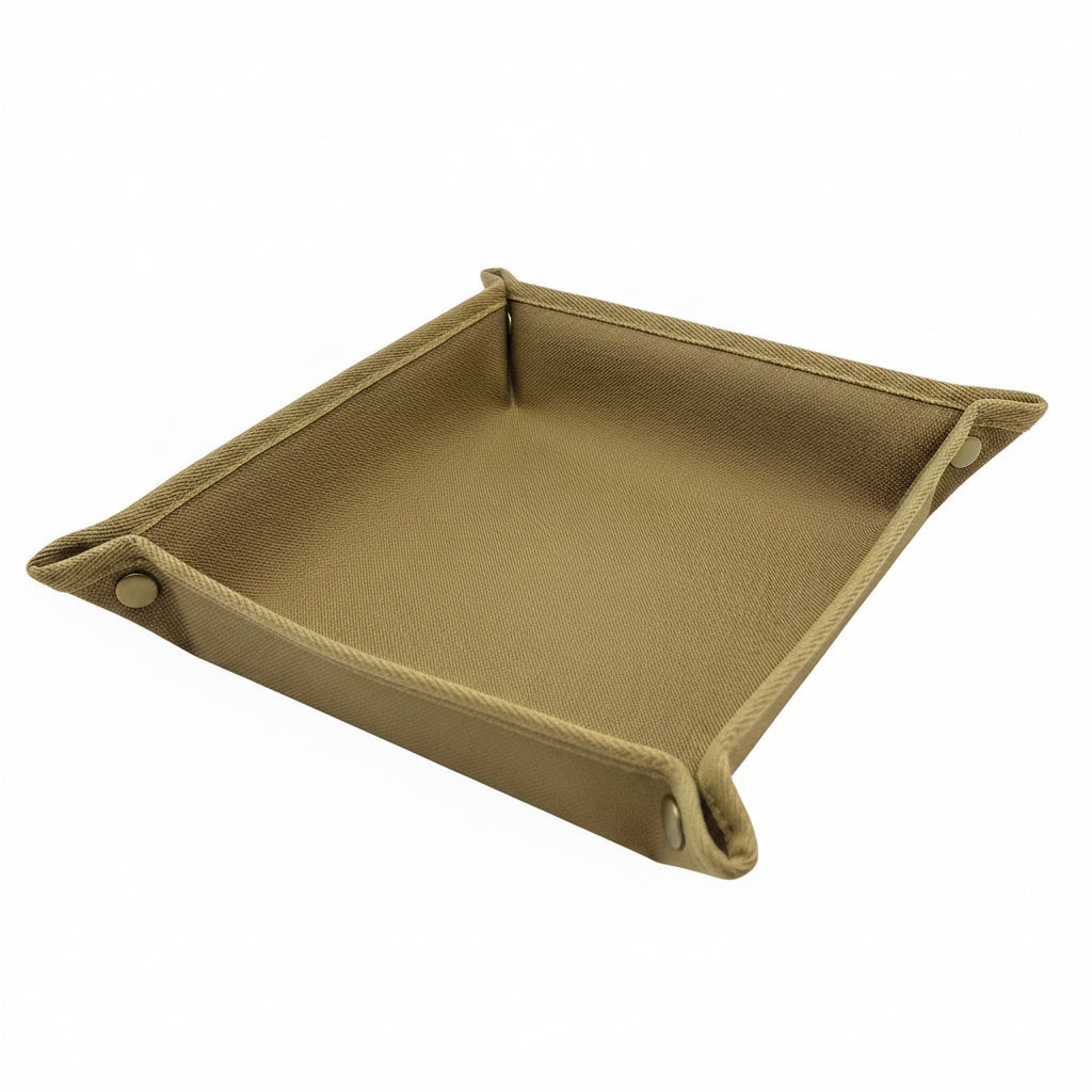 Foldable Storage Tray - Oxford Fabric Desktop Organizer - Khaki Large