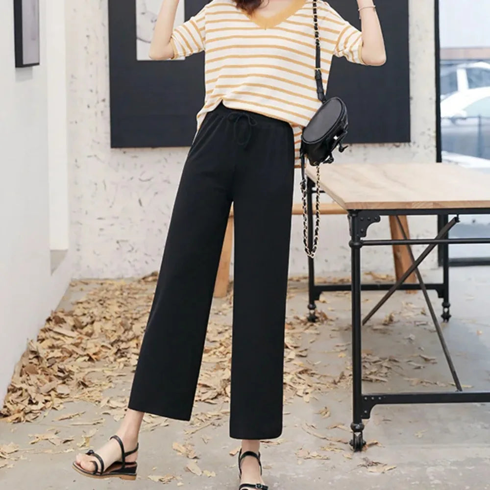 Women's Wide-Leg Summer Pants - Elastic Waist Loose Trousers