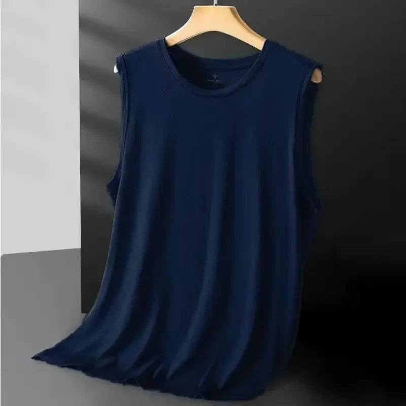 Men's Mesh Tank Top - Lightweight Sleeveless Casual Shirt - Navy Blue