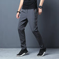 Men's Straight Casual Pants - Elastic Waist Everyday Trousers - Dark Gray