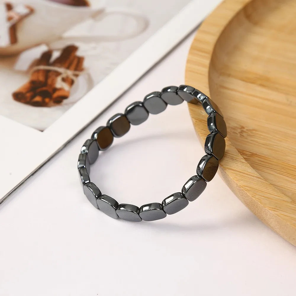 Hematite Beaded Bracelet - Men's Stretch Stone Jewelry