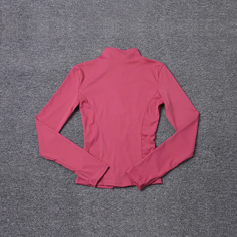 Women's Sport Jacket - Zip-Front Yoga Training Top - Pink