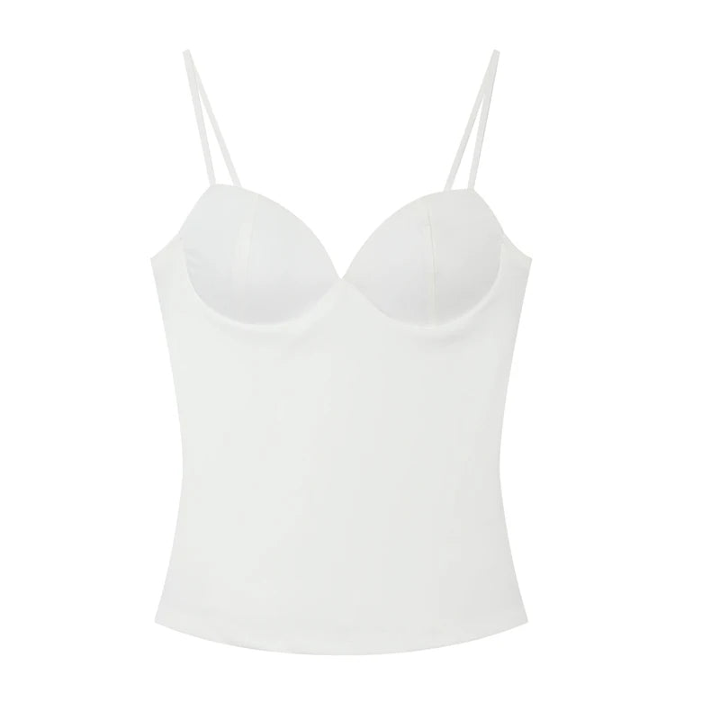 Women's Corset Crop Top - Sleeveless Camisole Bustier - White