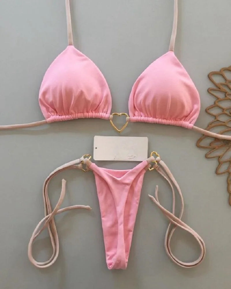 Women's Halter Triangle Bikini Set - Two-Piece Swimwear