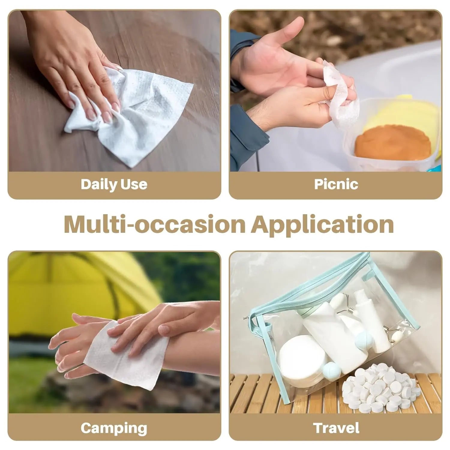 Compressed Travel Towels - 50-Piece Washcloth Set for Trips