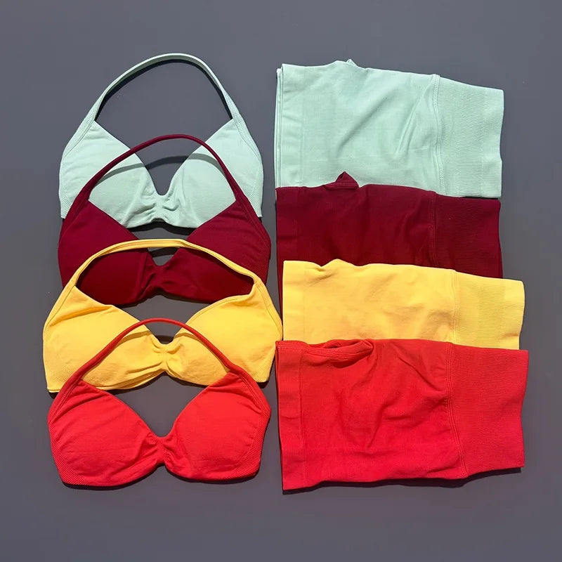 Women's Two-Piece Workout Set - Sports Bra and Shorts