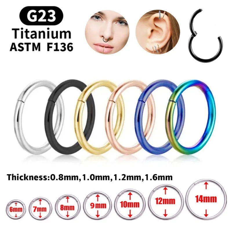 Titanium Hinged Nose Hoop - Body Jewelry Ring