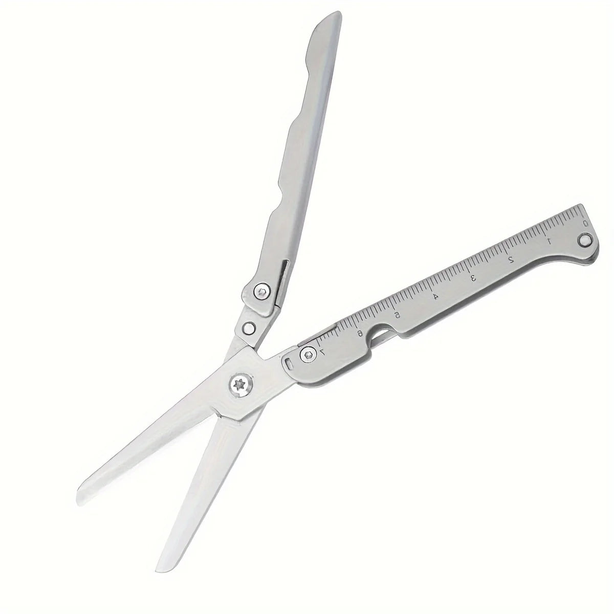 Folding Multi-Tool Scissors - Stainless Steel Camping Tool - Silver 1 Piece