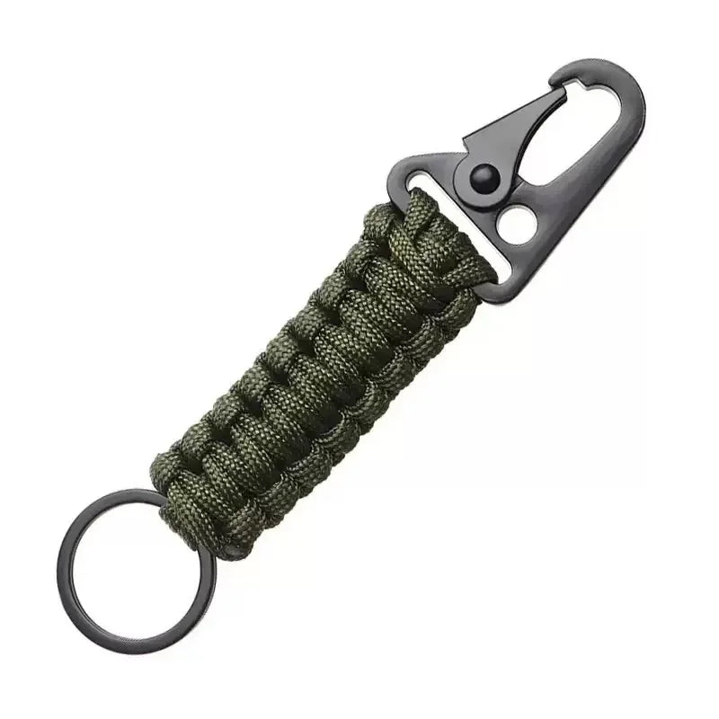 Paracord Keychain Clip - Braided Lanyard for Outdoor Gear - Army Green