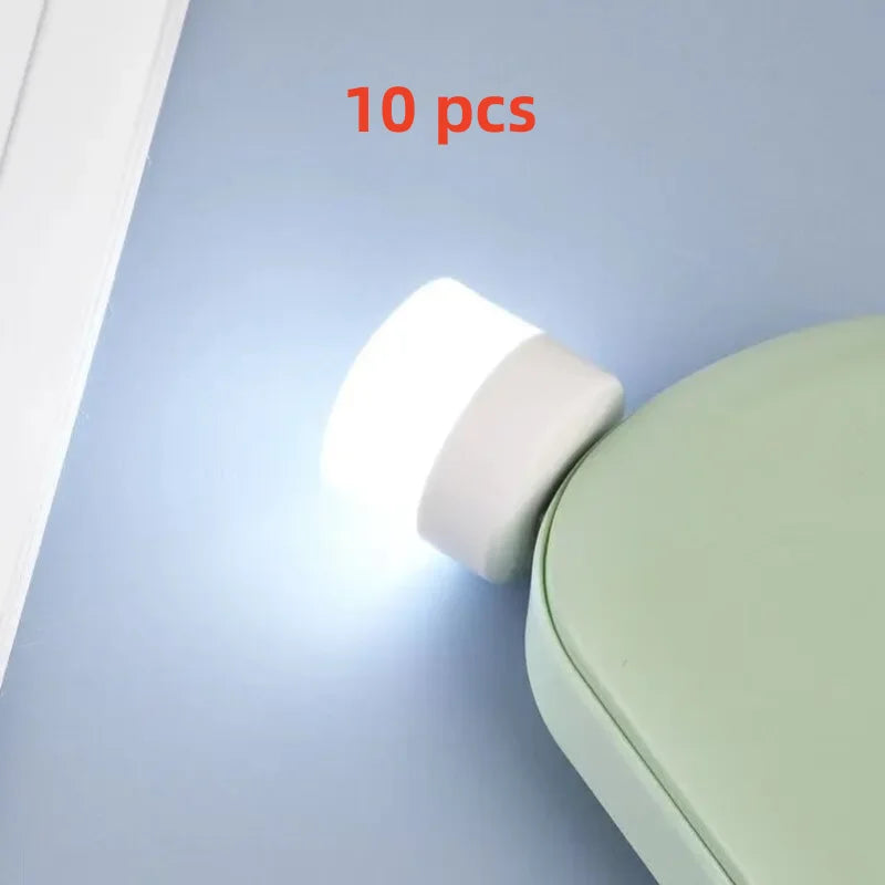 USB Mini Night Light - Plug-In LED Reading Lamp - 10 Pieces White