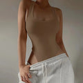 Sleeveless Knit Bodysuit - Halter Style Summer Top - C