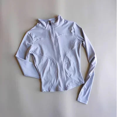 Women's Yoga Zip Jacket - Stand Collar Sports Top - Wublue