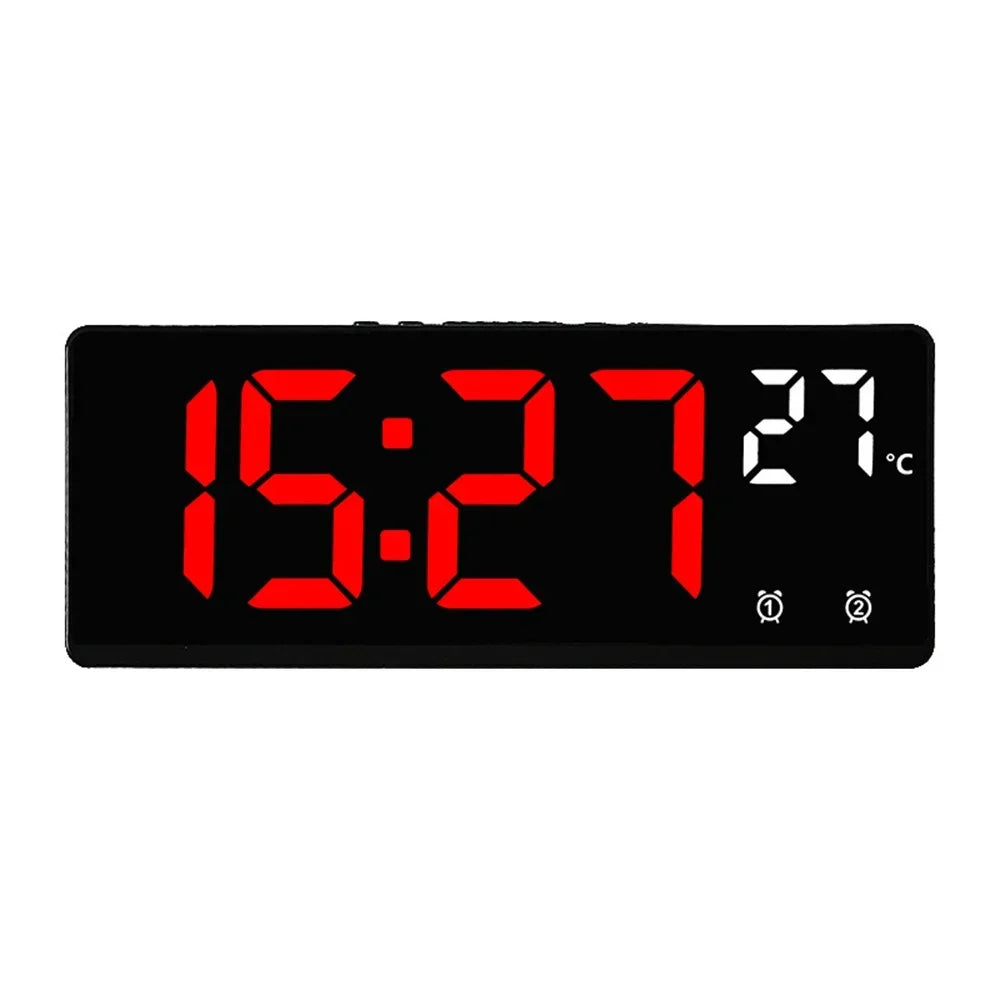 Digital Alarm Clock - LED Desk Clock with Temperature Display