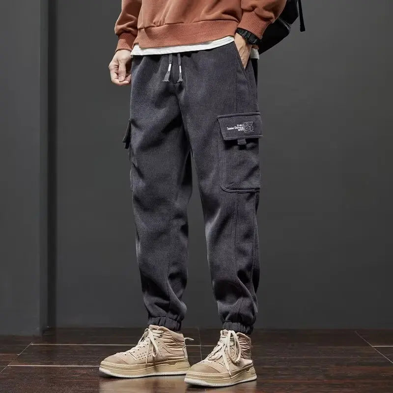 Men's Drawstring Cargo Joggers - Elastic Waist Casual Pants - Jybw / K715Huis