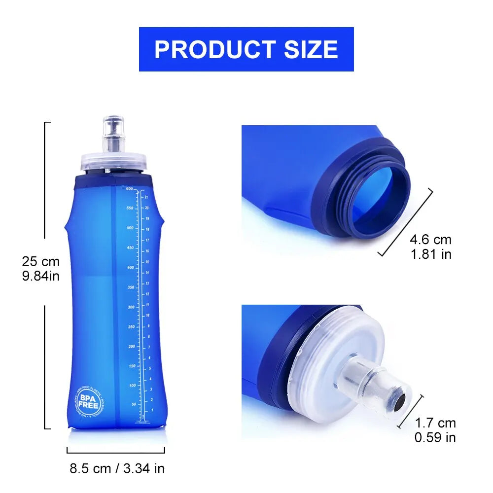 Soft Folding Water Bottle - 600 mL Outdoor Hydration Flask