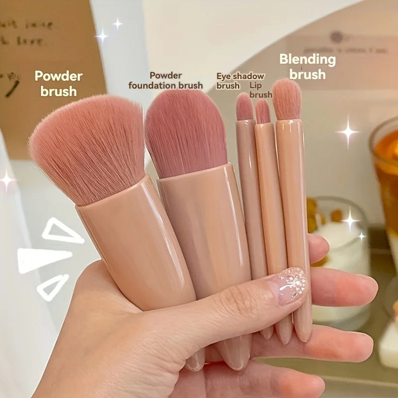 Portable Makeup Brush Set - Foldable Mirror Travel Kit