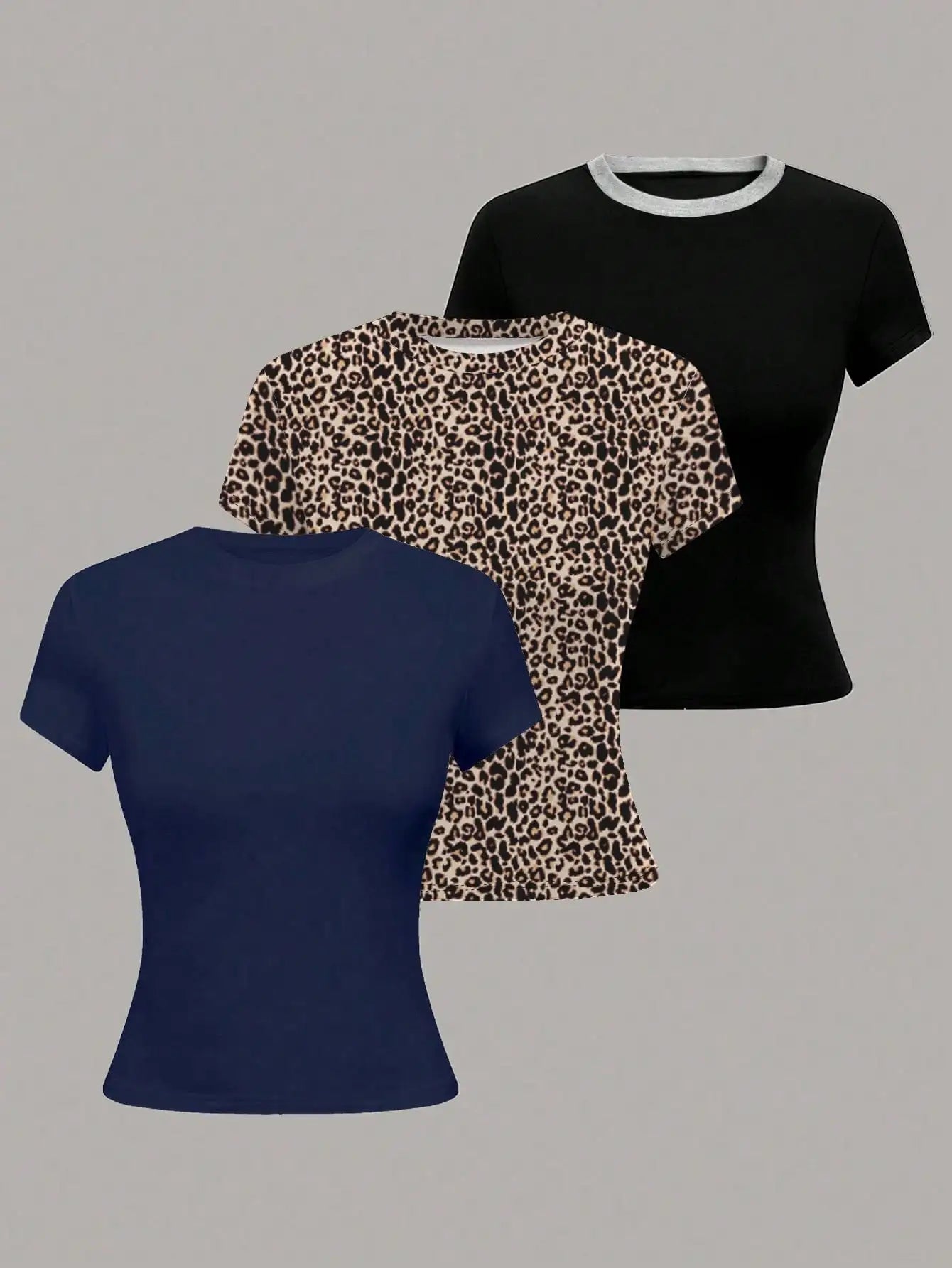 Women's Basic T-Shirt - Solid Short Sleeve Minimalist Top - Multicolor-1
