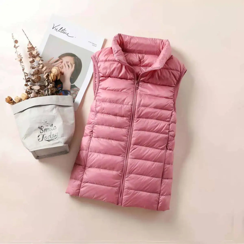 Women's Lightweight Sleeveless Vest - Zip Front Layering Jacket