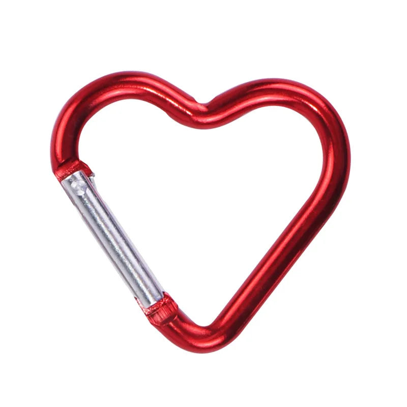Heart-Shaped Carabiner Clip - Keychain Hook for Bags - Red