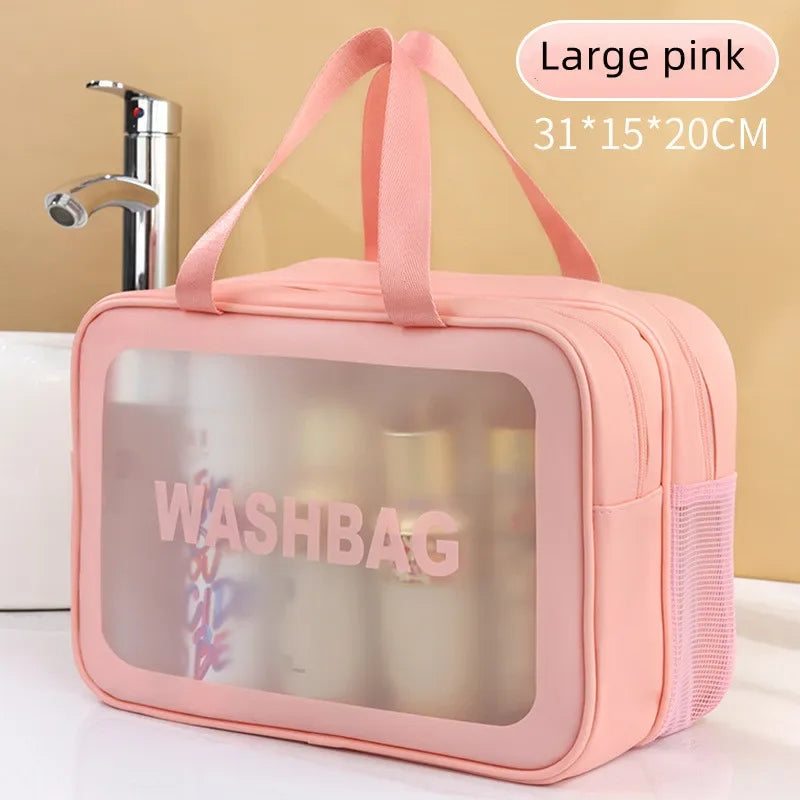 Transparent Travel Makeup Bag – Dry-Wet Storage for Toiletries